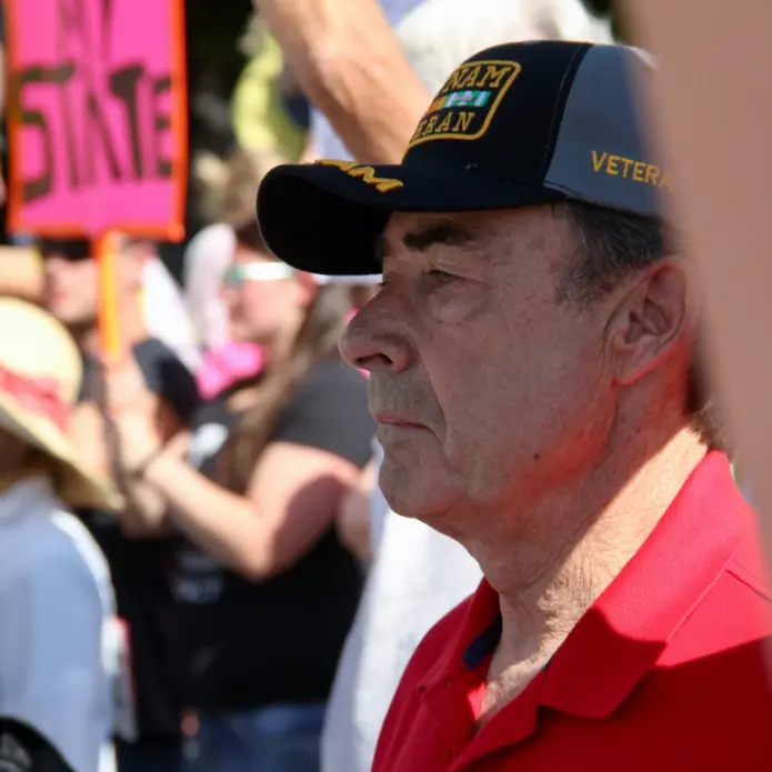 Veteran of Vietnam in a crowd